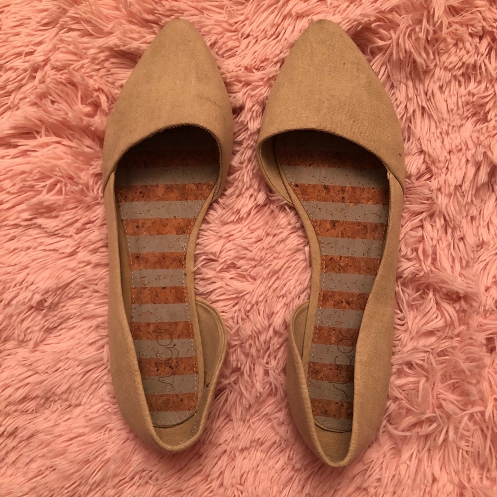 Cream Nude Pointed Pointy Work Office Flats Shoes